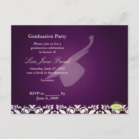 卒業パーティー招待状はがき インビテーションポストカード (裏面)
