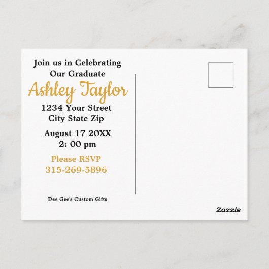 卒業パーティー招待状はがき ポストカード (裏面)