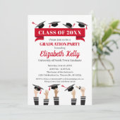 卒業パーティー招待状イン赤 招待状 (スタンド正面)