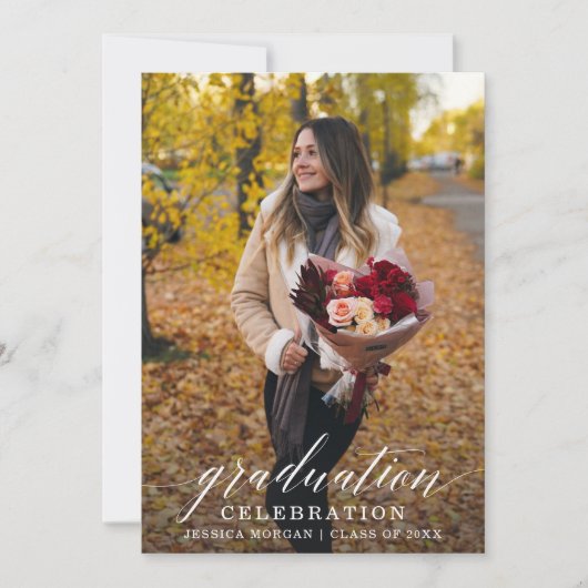 卒業パーティー招待状スクリプトと写真 招待状 (正面)