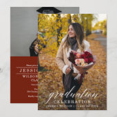 卒業パーティー招待状スクリプトと写真 招待状 (正面/裏面)