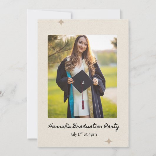 卒業パーティー招待状テンプレート(5 x 7インチ) 招待状 (裏面)