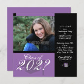卒業パーティー招待状パープル 招待状 (正面/裏面)