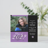 卒業パーティー招待状パープル 招待状 (スタンド正面)