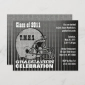 卒業パーティー招待状フットボールヘルメットグレー 招待状 (正面/裏面)