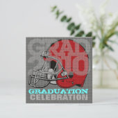 卒業パーティー招待状フットボールヘルメット2レッド 招待状 (スタンド正面)