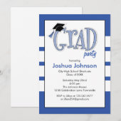 卒業パーティー招待状ブルー 招待状 (正面/裏面)