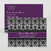卒業パーティー招待状ポストカードパープルブラック インビテーションポストカード (正面/裏面)