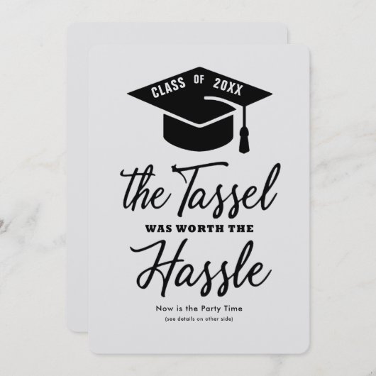 卒業パーティー招待状ミニマリストグラードパーティー 招待状 (正面/裏面)