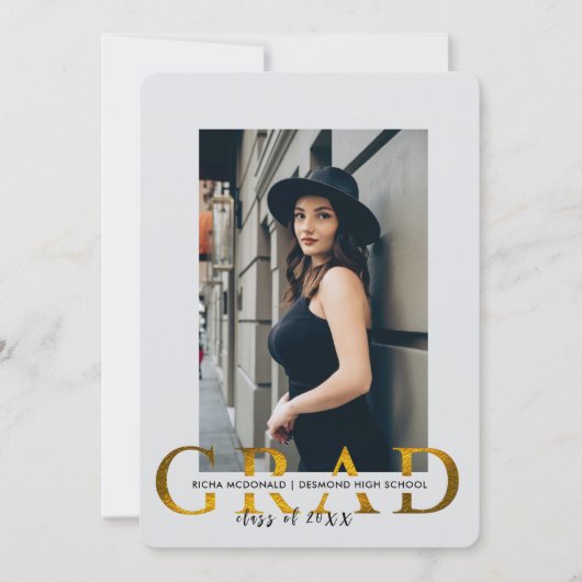 卒業パーティー招待状ミニマル、フォトグラードパーティー 招待状 (正面)