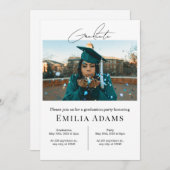 卒業パーティー招待状モダン、写真卒業 招待状 (正面/裏面)