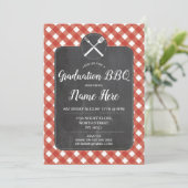 卒業パーティー招待状レッドジンガムBBQチョーク 招待状 (スタンド正面)