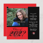 卒業パーティー招待状レッド 招待状 (正面/裏面)