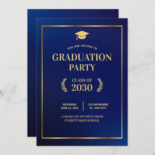卒業パーティー招待状卒業アナウンス 招待状 (正面/裏面)