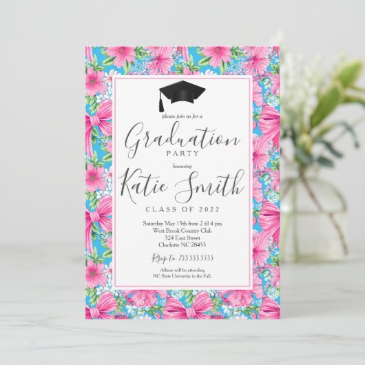 卒業パーティー招待状名門私立校風の卒業 招待状 (スタンド正面)