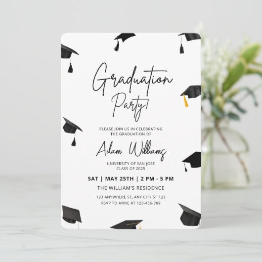 卒業パーティー招待状大学の卒業 招待状 (スタンド正面)
