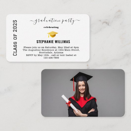 卒業パーティー招待状挿入ページ エンクロージャーカード (正面/裏面)