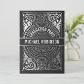 卒業パーティー招待状銀箔写真 招待状 (スタンド正面)