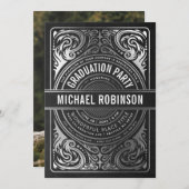 卒業パーティー招待状銀箔写真 招待状 (正面/裏面)