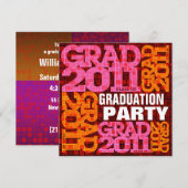 卒業パーティー招待状2011オレンジピンク 招待状 (正面/裏面)