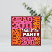 卒業パーティー招待状2011オレンジピンク 招待状 (スタンド正面)