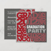 卒業パーティー招待状2012レッド4 招待状 (正面/裏面)