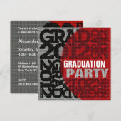 卒業パーティー招待状2012レッド4 招待状 (正面/裏面)