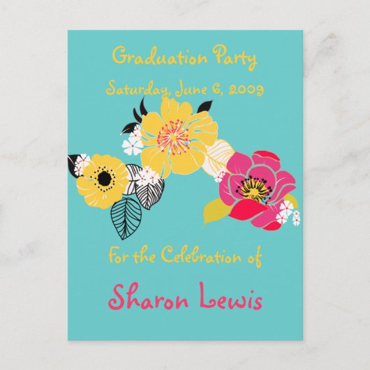 卒業パーティー招待状、はがき インビテーションポストカード (正面)