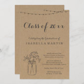 卒業パーティー招待状 |クラフト素朴紙 招待状 (正面/裏面)