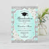 卒業パーティー招待状 – シルバーターコイズ 招待状 (スタンド正面)