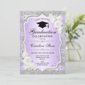 卒業パーティー招待状 – シルバーパープル 招待状 (スタンド正面)