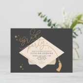 卒業パーティー招待状、パーティー キャップとタッセル 招待状 (スタンド正面)