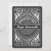 卒業パーティー招待状 ブラック&シルバー 招待状 (正面)