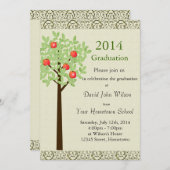 卒業パーティー招待状.リンゴ果樹。 招待状 (正面/裏面)