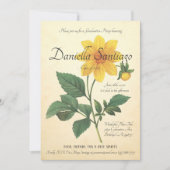 卒業パーティー招待状 | ヴィンテージ植物 招待状 (正面)