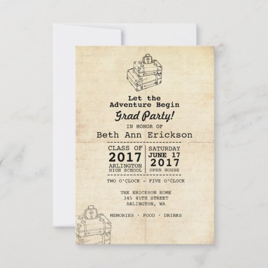 卒業パーティー招待状-ヴィンテージ/旅行 招待状 (正面)