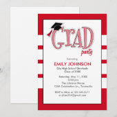 卒業パーティー招待状 赤 招待状 (正面/裏面)