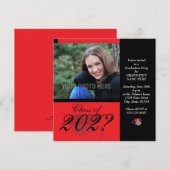 卒業パーティー招待状-赤 招待状 (正面/裏面)