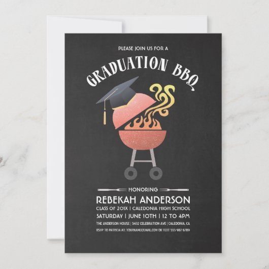 卒業パーティー招待状| BBQパーティー 招待状 (正面)