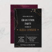 卒業パーティー招致ブラックアンド金ゴールド 出欠カード (正面/裏面)