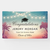 卒業パーティー文字列ライトサマーパームツリーズ 横断幕 (横)