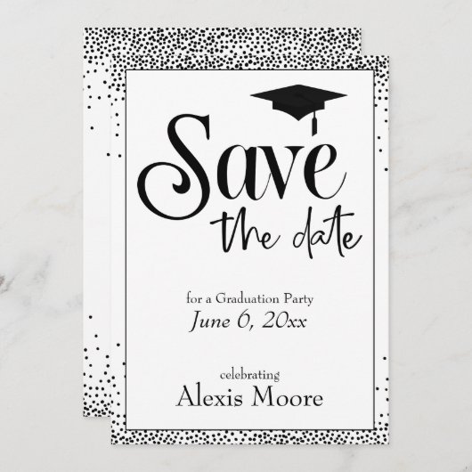 卒業パーティー日付の磁気カードを保存 招待状 (正面/裏面)