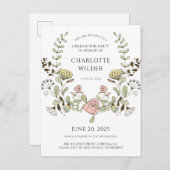 卒業パーティー春の花 インビテーションポストカード (正面/裏面)