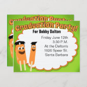 卒業パーティー時間かわいい漫画ポップ・アートの 招待状 (正面/裏面)