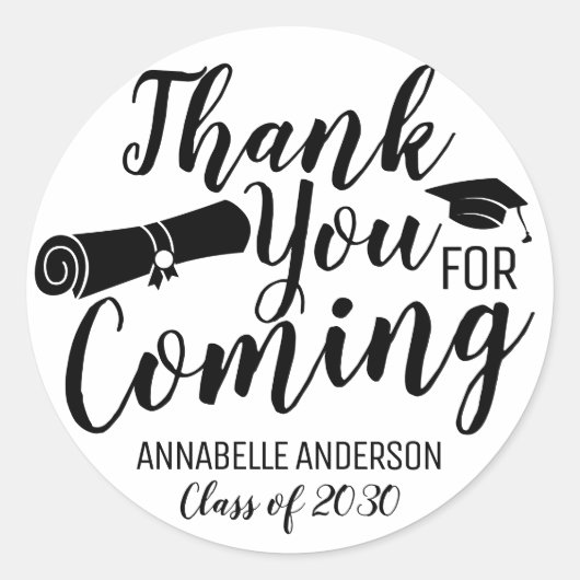 卒業パーティー来の支持に感謝する ラウンドシール (正面)