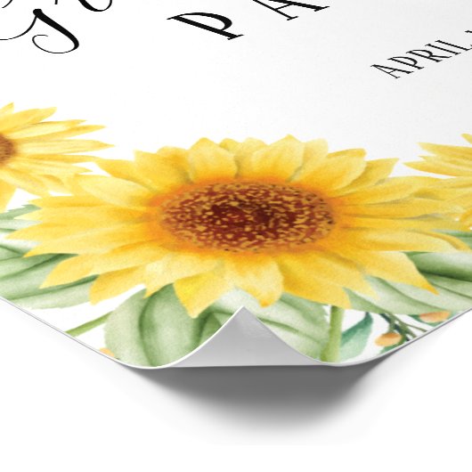 卒業パーティー歓迎サインフローラと金ゴールド ポスター (角)