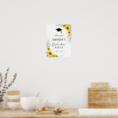 卒業パーティー歓迎サインフローラと金ゴールド ポスター (キッチン)