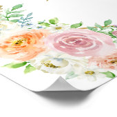 卒業パーティー歓迎サインフローラと金ゴールド ポスター (角)