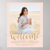 卒業パーティー歓迎フォト赤面ピンクと金ゴールド ポスター (正面)