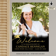 卒業パーティー歓迎ブラック金ゴールドスクリプトフォト